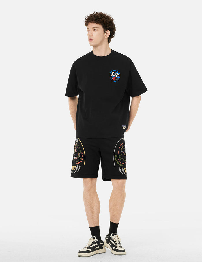Daruma Emboss Print Loose Fit T-Shirt