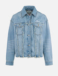 Deconstructed Logo and Seagull Embroidery Oversized Denim Jacket