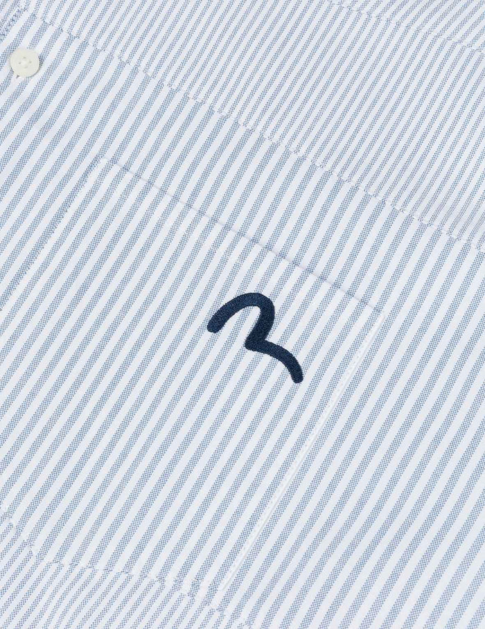Deconstructed Seagull Embroidery Relax Fit Striped Shirt