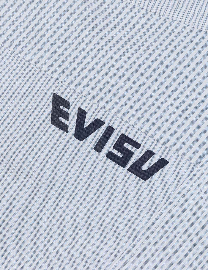 Deconstructed Seagull Embroidery Relax Fit Striped Shirt