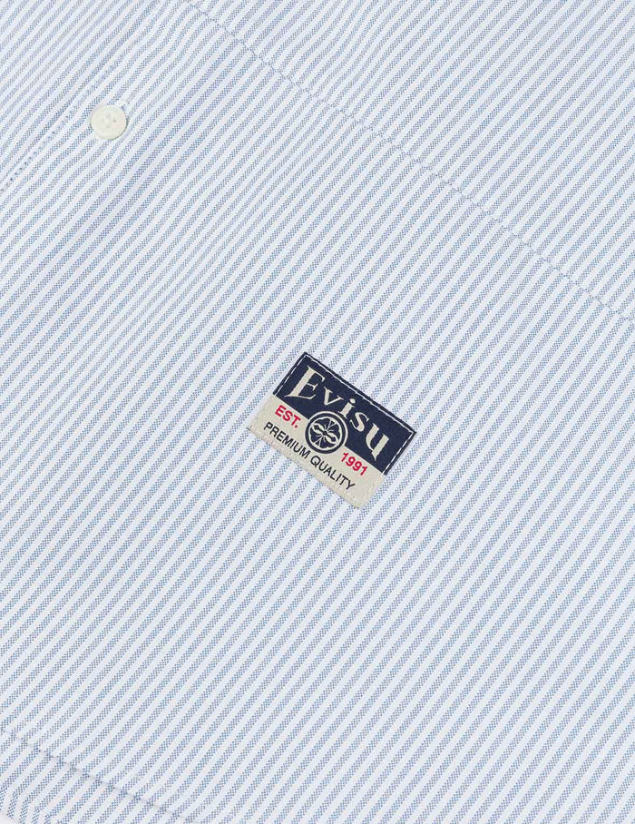 Deconstructed Seagull Embroidery Relax Fit Striped Shirt