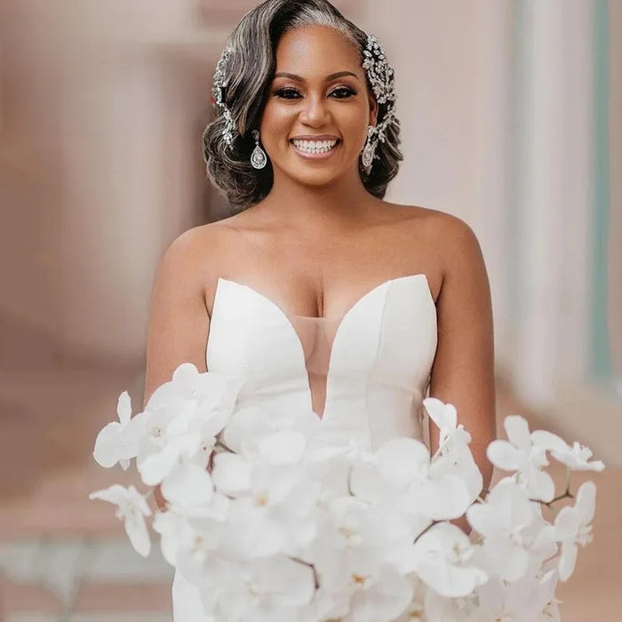 Deep V Sexy Mermaid Wedding Dress - Envious Designs