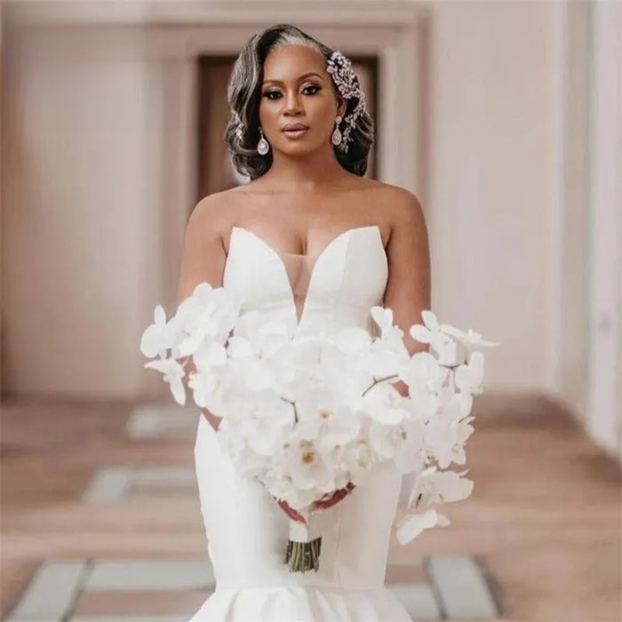 Deep V Sexy Mermaid Wedding Dress - Envious Designs