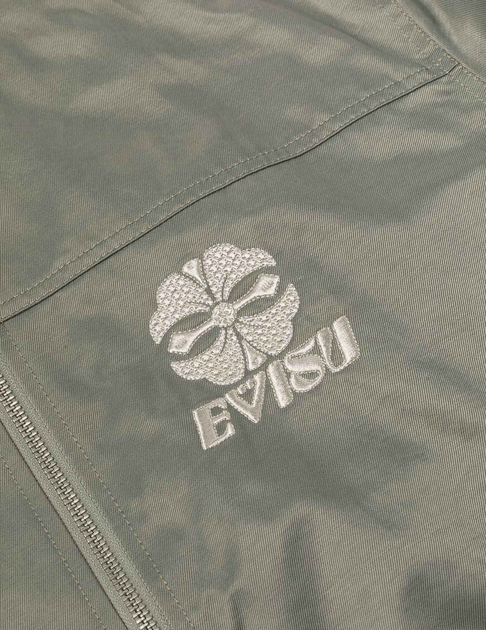 Denim Inserted Daicock with Kamon Embroidery Regular Fit Bomber Jacket