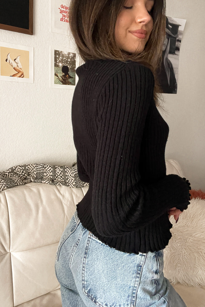 black mock neck top