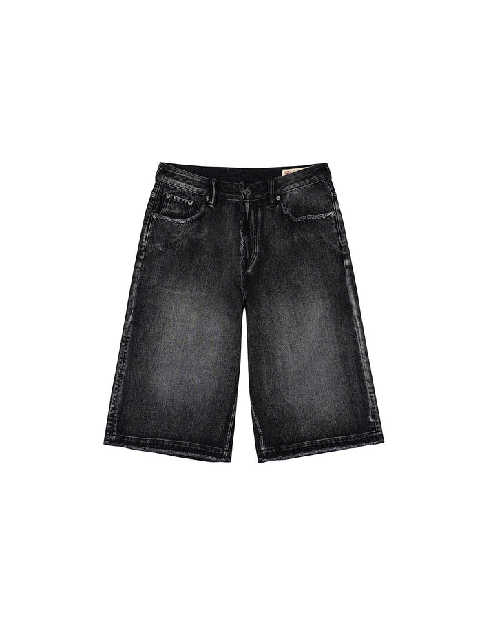 Distressed Daicock Print Fashion Fit Denim Shorts