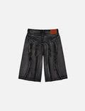 Distressed Daicock Print Fashion Fit Denim Shorts