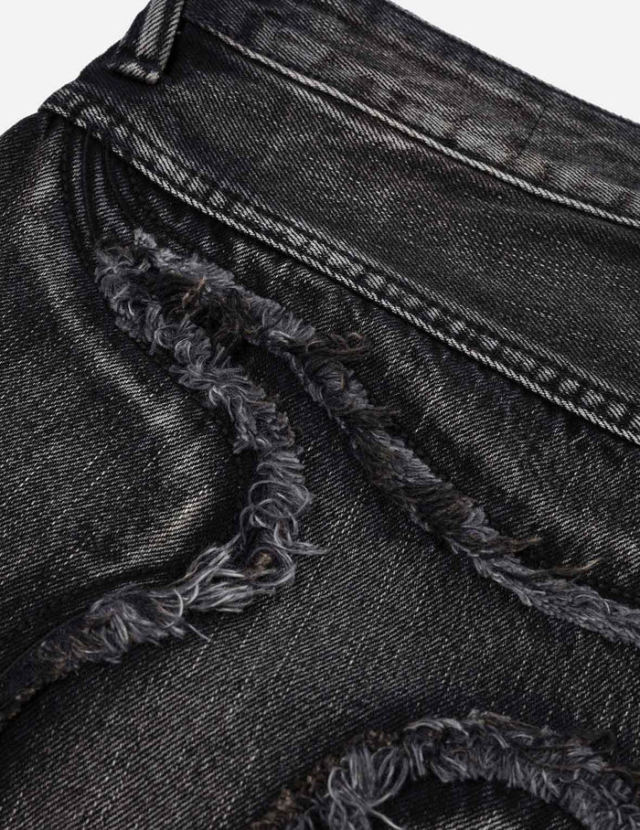 Distressed Daicock Print Fashion Fit Denim Shorts