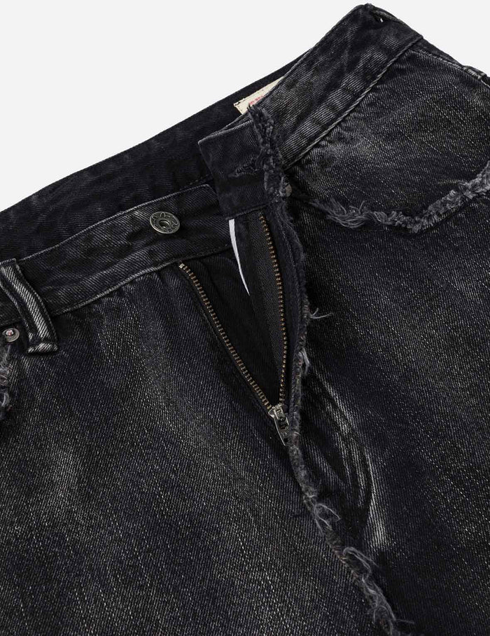 Distressed Daicock Print Fashion Fit Denim Shorts
