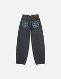 Distressed Kamon Appliqué Embroidery Balloon Fit Jeans