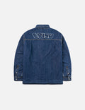 Distressed Logo Appliqué Embroidery Relax Fit Denim Shirt