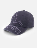 Distressed Seagull and Logo Embroidery Denim Cap