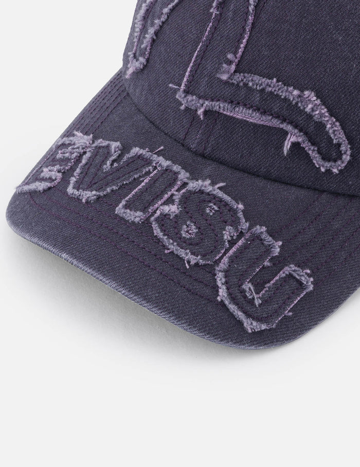 Distressed Seagull and Logo Embroidery Denim Cap