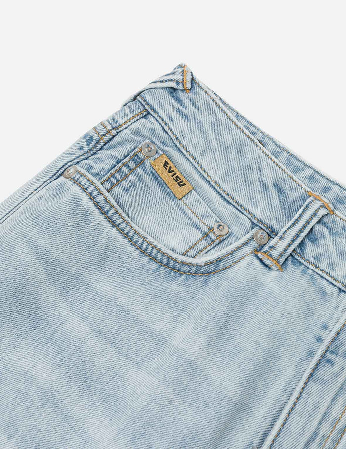 Distressed Seagull Appliqué Fashion Fit Wide-leg Jeans