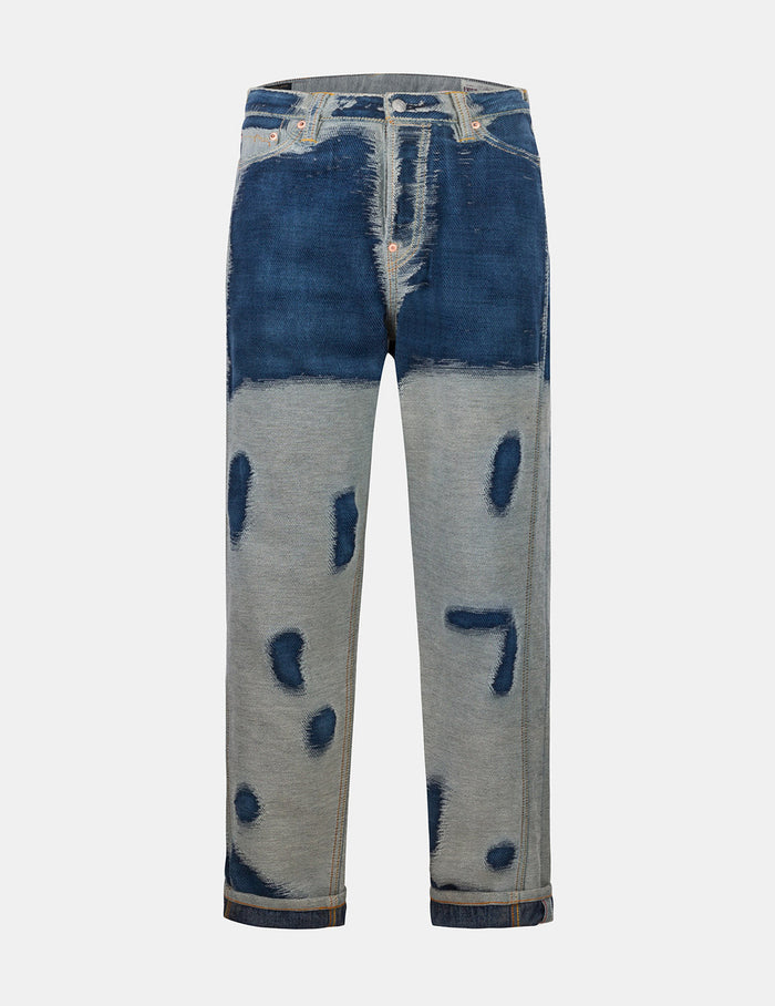 Distressed Seagull Embroidery Fashion Fit Denim Jeans