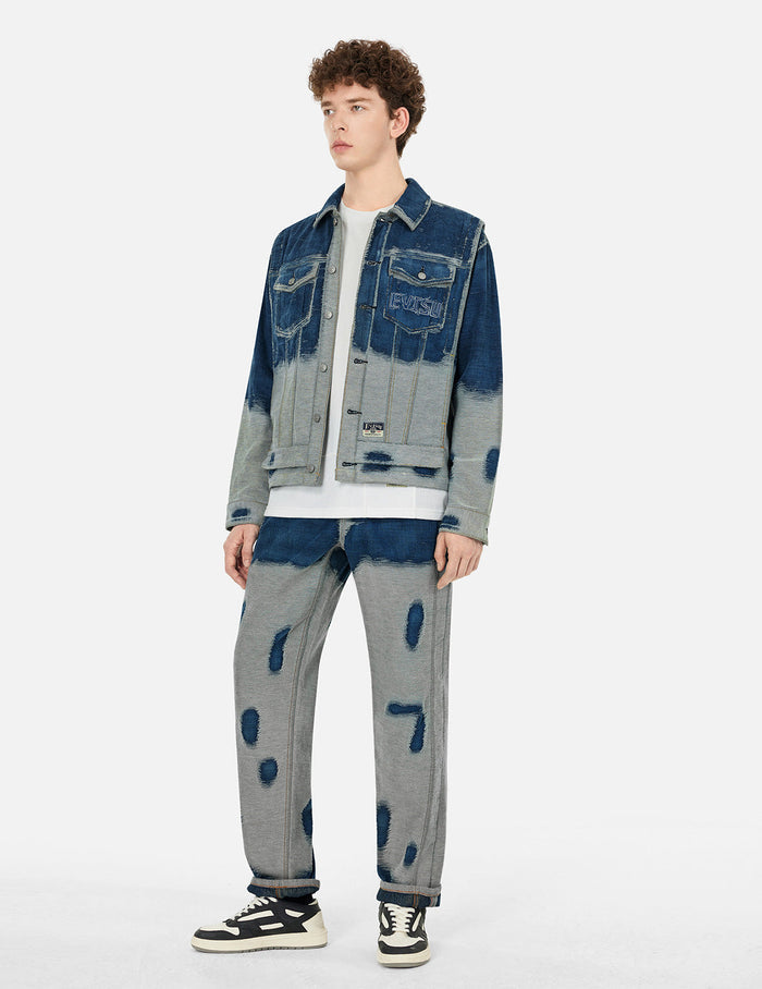 Distressed Seagull Embroidery Fashion Fit Denim Jeans