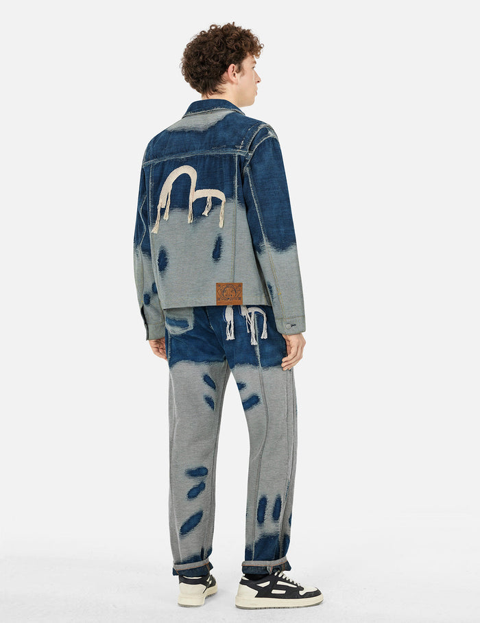 Distressed Seagull Embroidery Fashion Fit Denim Jeans