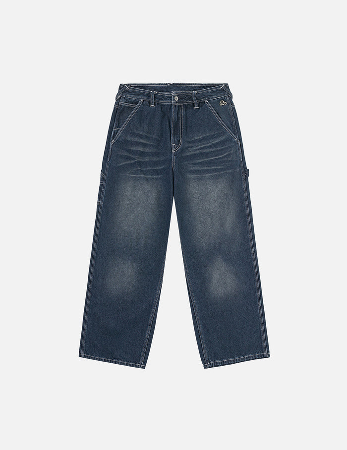 Distressed Seagull Print Loose Fit Cargo Jeans