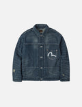 Distressed Seagull Print Relax Fit Washed Seagull Pocket Denim Jacket