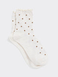 Dotted Anklet Socks with Ruffled Hems