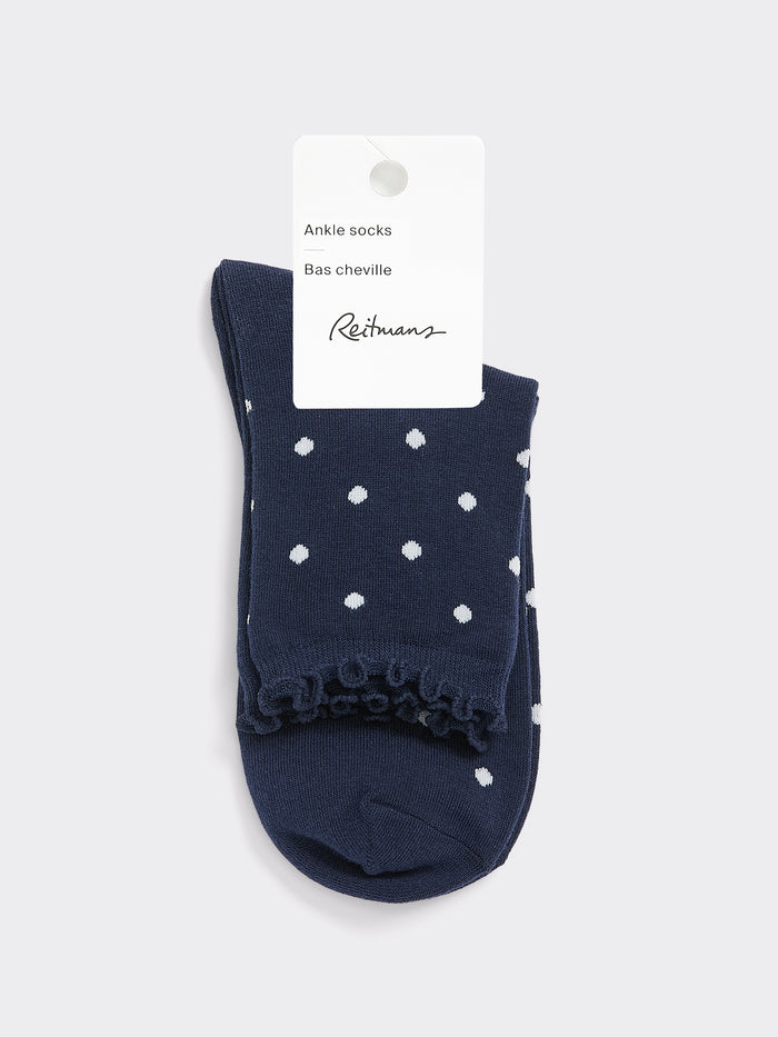 Dotted Anklet Socks with Ruffled Hems