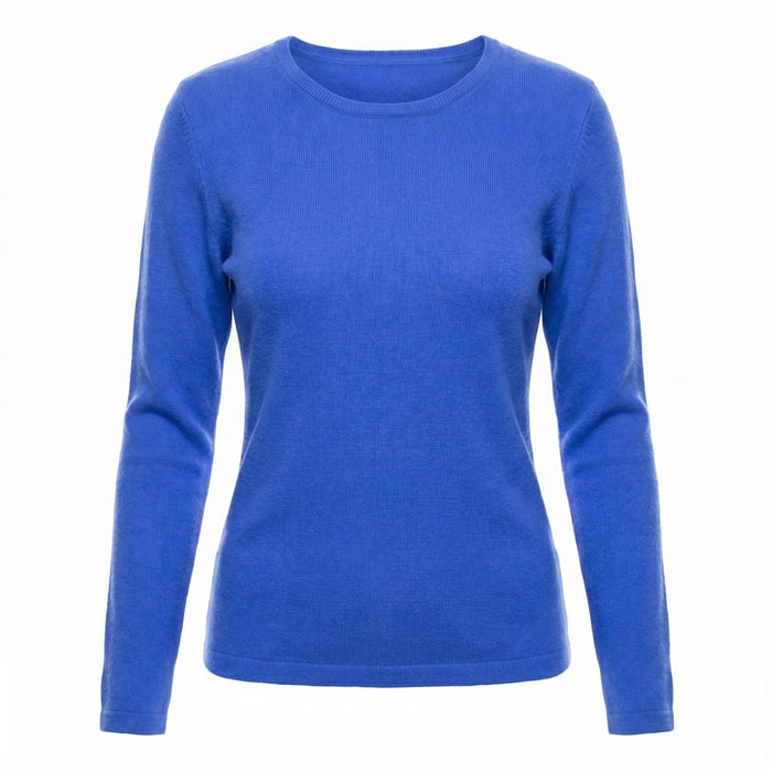 Dunedin Cashmere Women’s 100% Cashmere C - Neck Jumper – Cornflower - Heritage Of Scotland - XS