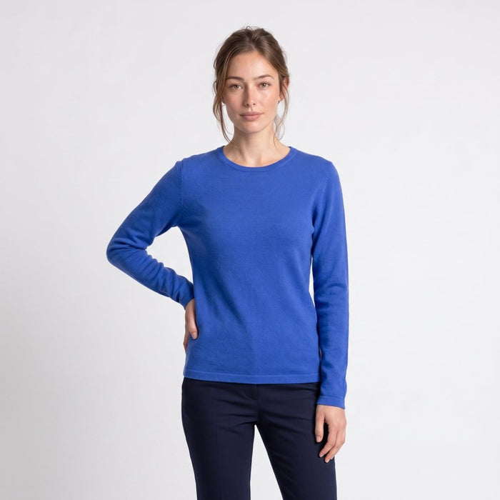 Dunedin Cashmere Women’s 100% Cashmere C-Neck Jumper – Cornflower - Heritage Of Scotland - XS