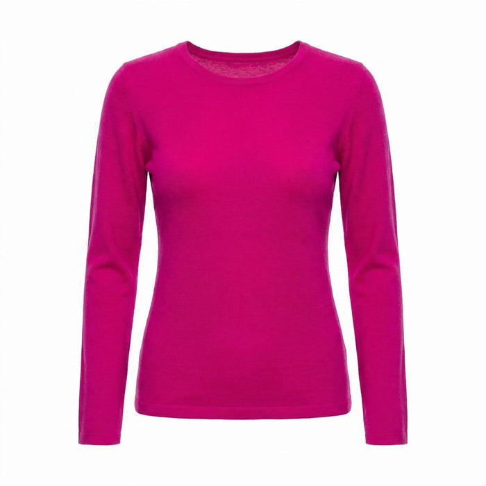 Dunedin Cashmere Women’s 100% Cashmere C - Neck Jumper – Fuchsia - Heritage Of Scotland - XS