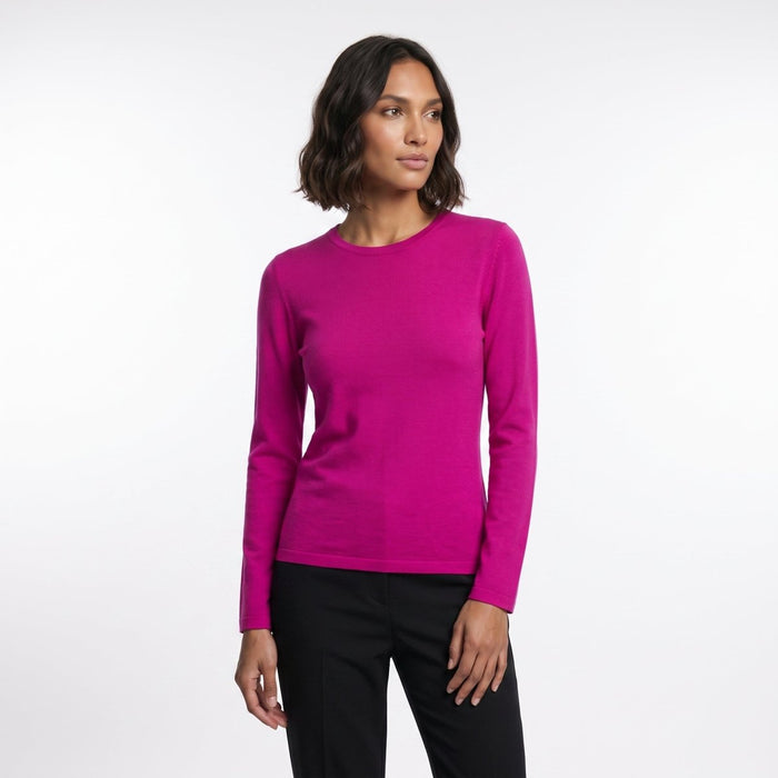 Dunedin Cashmere Women’s 100% Cashmere C-Neck Jumper – Fuchsia - Heritage Of Scotland - XS