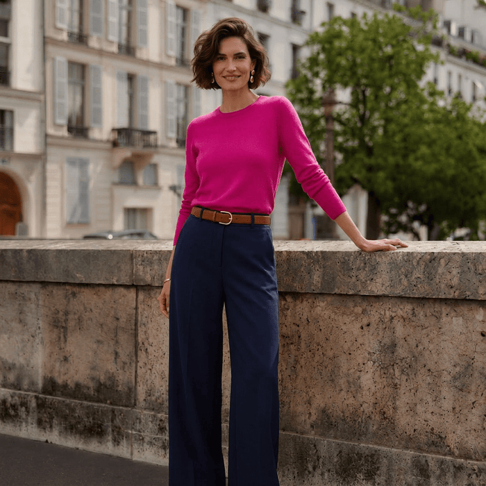 Dunedin Cashmere Women’s 100% Cashmere C-Neck Jumper – Fuchsia - Heritage Of Scotland - XS