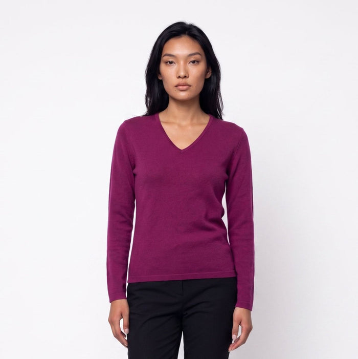Dunedin Cashmere Women’s 100% Cashmere V-Neck Jumper – Eminence - Heritage Of Scotland - XS