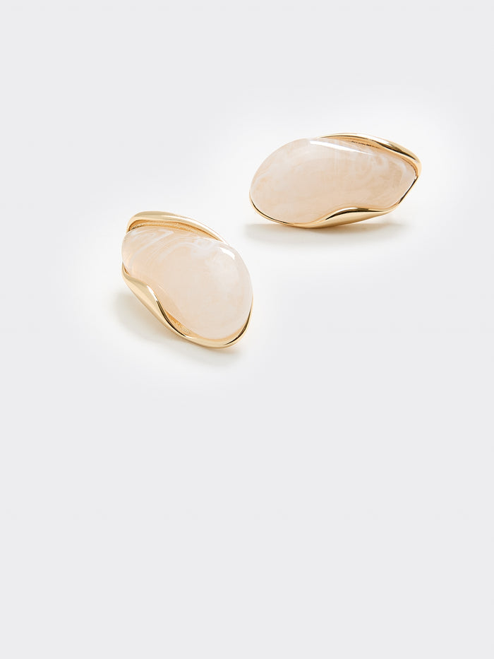 Earrings with Oval Resin Pieces