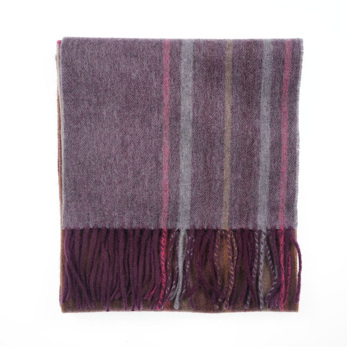 Edinburgh 100% Lambswool Scarf Barcode Check - Wineberry - Heritage Of Scotland -