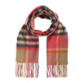 Edinburgh 100% Lambswool Scarf Chequer Tartan Astral/Raspberry - Heritage Of Scotland - CHEQUER TARTAN ASTRAL/RASPBERRY