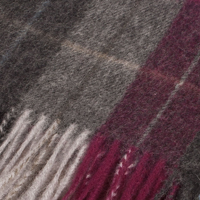Edinburgh 100% Lambswool Scarf Multi Windowpane - Khaki/Grey/Plum - Heritage Of Scotland - MULTI WINDOWPANE - KHAKI/GREY/PLUM