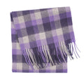 Edinburgh 100% Lambswool Scarf – Premium Soft Wool Wrap - Big Check Purple and Oyster - Heritage Of Scotland -
