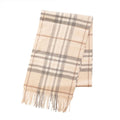 Edinburgh Cashmere Premium Lightweight Scarf - Soft Luxury Wrap - Highlight Check - Brown and Oyster - Heritage Of Scotland -