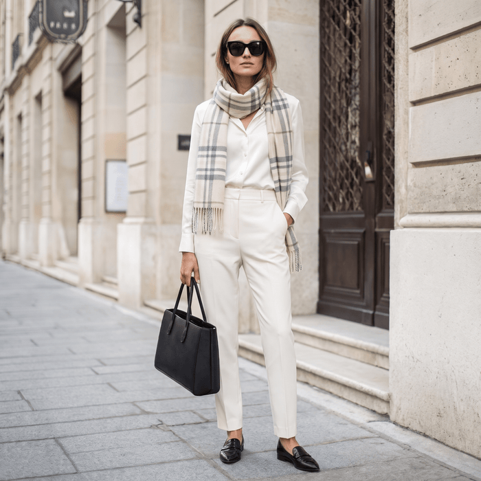 Edinburgh Cashmere Premium Lightweight Scarf - Soft Luxury Wrap - Highlight Check - Brown and Oyster - Heritage Of Scotland -