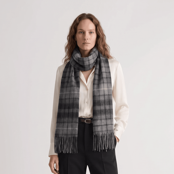 Edinburgh Cashmere Premium Lightweight Scarf - Soft Luxury Wrap - Monochrome Buchanan - Heritage Of Scotland -
