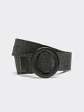 Elastic Straw Belt with Round Wooden Buckle