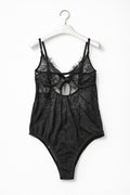 Elegant Black Lace Teddy Bodysuit – Sheer Mesh Lingerie One Piece for Women