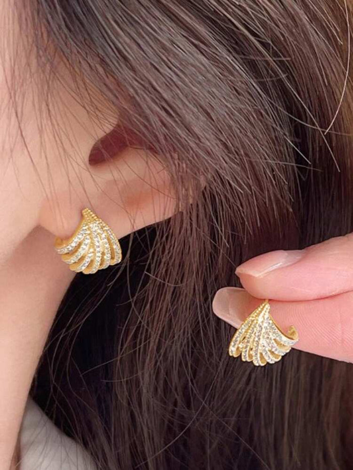Elegant Crystal Wing Earrings – Silver Angel Wing Stud Earrings for Women