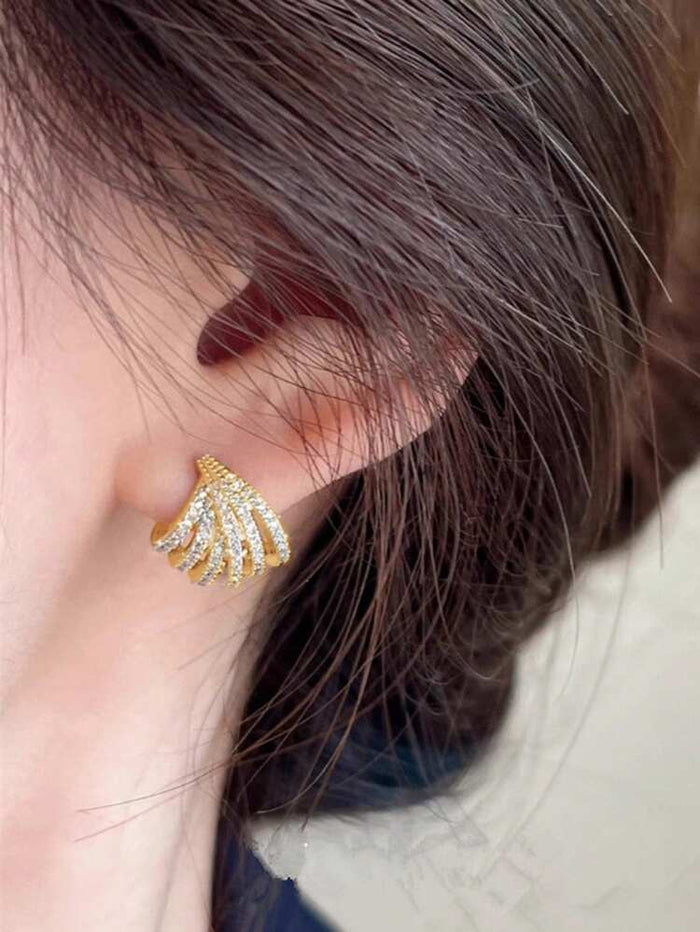 Elegant Crystal Wing Earrings – Silver Angel Wing Stud Earrings for Women