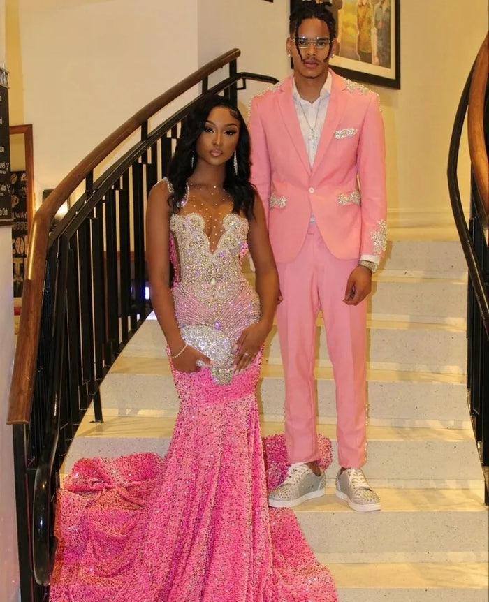 Elegant Rhinestone Beads Prom Dress - Envious Designs