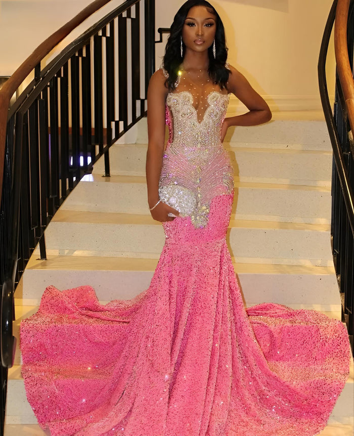 Elegant Rhinestone Beads Prom Dress - Envious Designs
