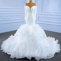 Elegant V-Neck Mermaid Puffy Train  Wedding Dress - Envious Designs