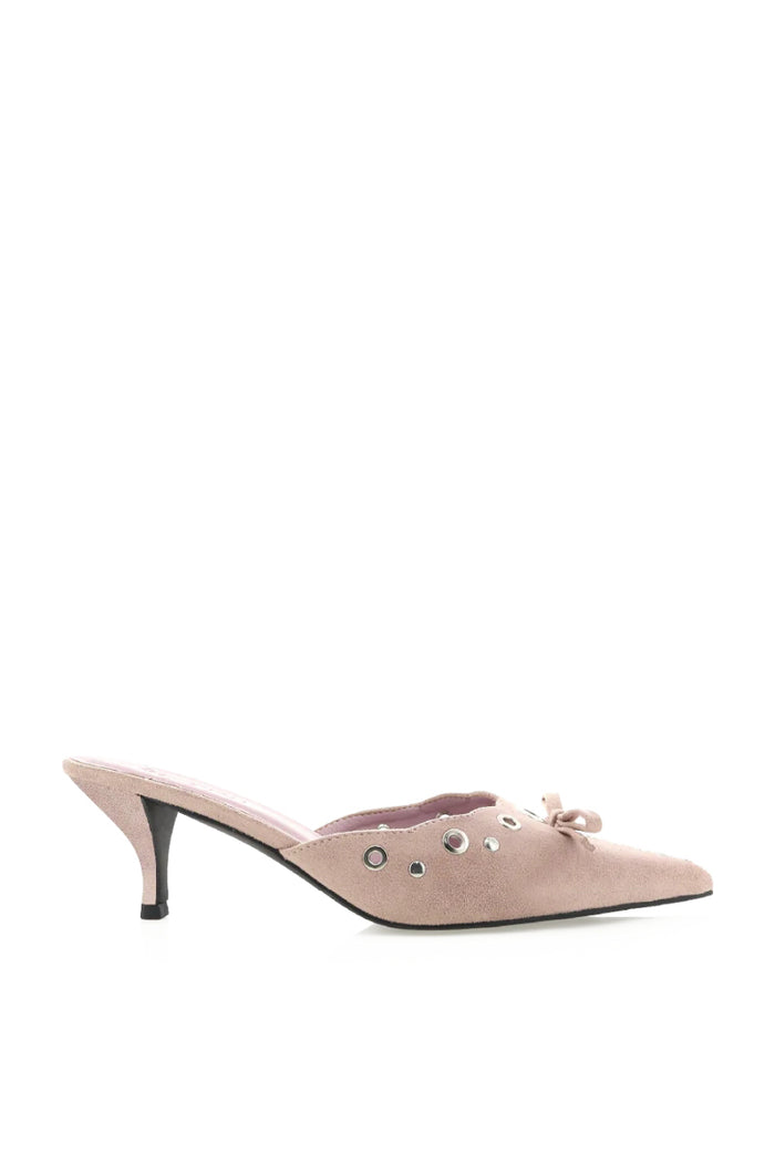 mauve suede pointed toe heel - vintage kitten heel - feminine valentines day heel