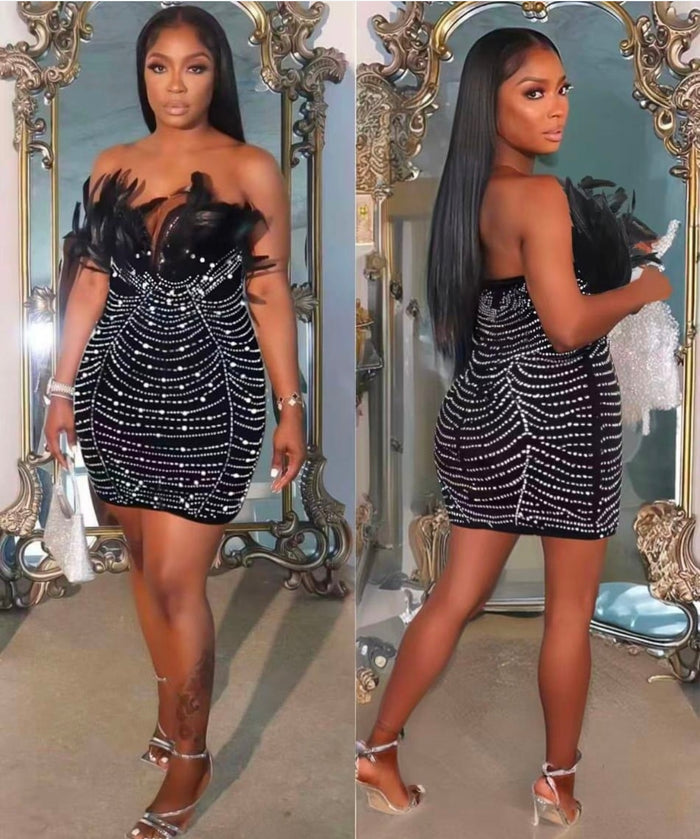 Elle Feather Crystal Dress