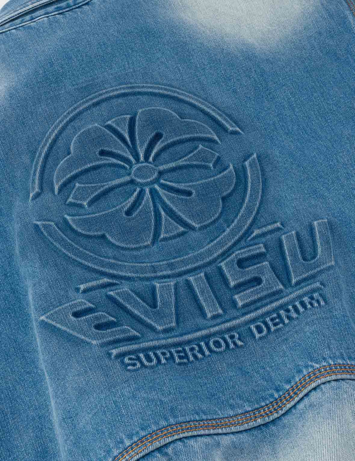 Emboss Kamon Relax Fit Worker Denim Jacket