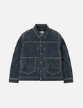 Emboss Rivet Seagull Relax Fit Washed Denim Jacket